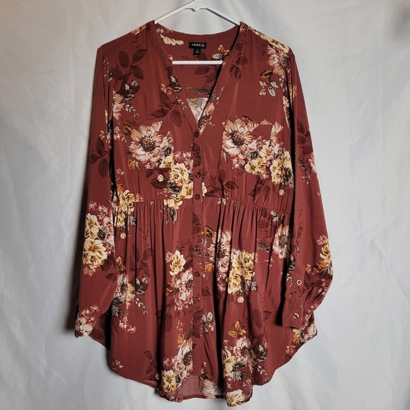 Torrid Emma Babydoll Challis Button-Front Tunic Size 1 (1X) - Picture 12 of 13